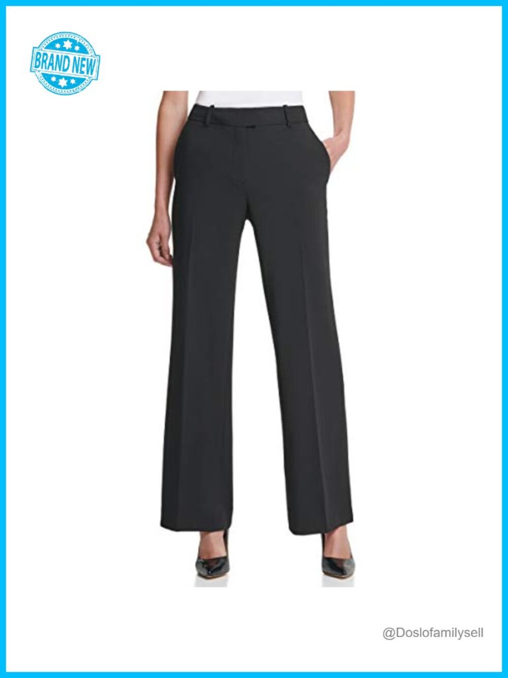 Straight Leg Suit Pant Mid Rise Relaxed Fit Wide Leg Work Palazzo